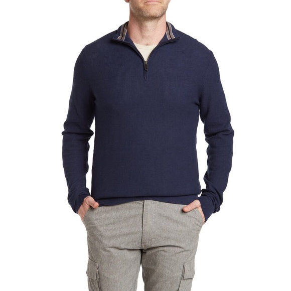 Ted Baker London Other - NWT Ted Baker London Waylayd navy blue textured half zip pullover sweater XXXL